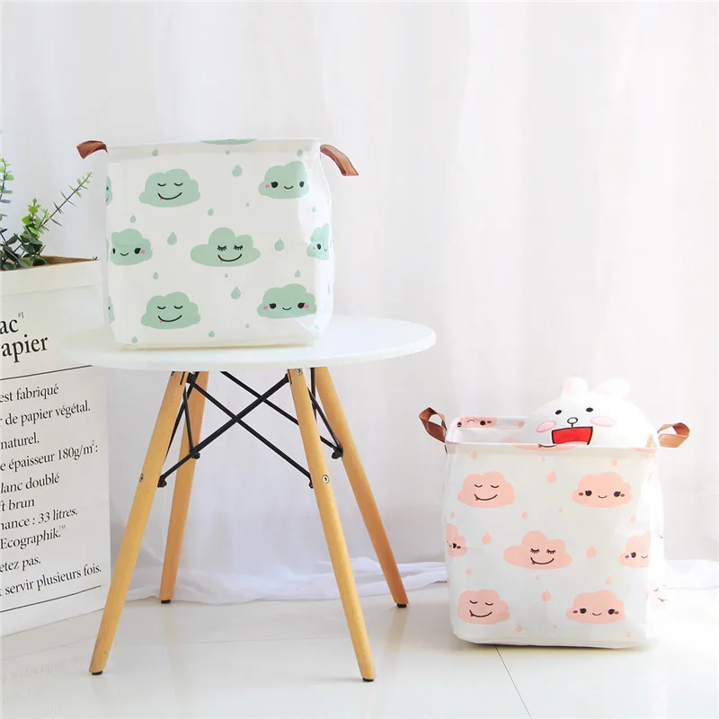 33*33*31cm Nordic Storage Baskets for Toys Cartoon Cloud Printed Sundries Clothes Organizer Folding Fabric Dirty laundry Basket | Дом и сад