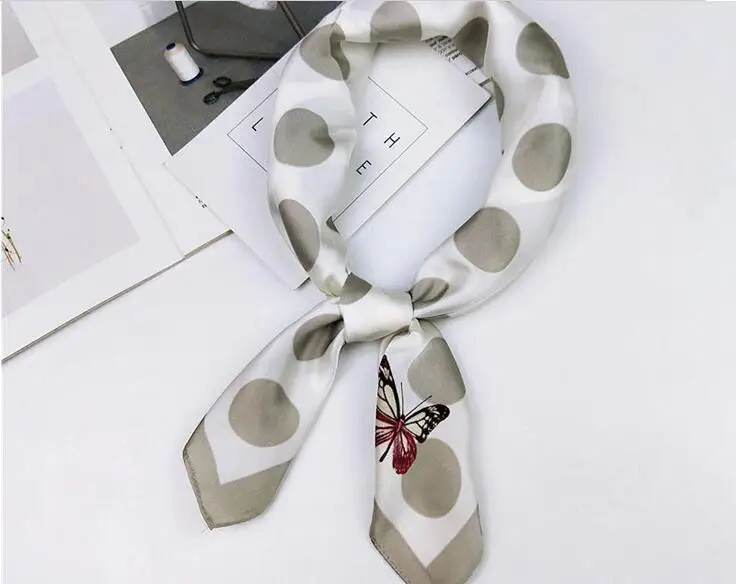 Yishine 60*60 CM Women Multifunction Polyester Silk Scarf Dot Butterfly Rose Prints Satin Small Square Wraps Scarves Shawl |