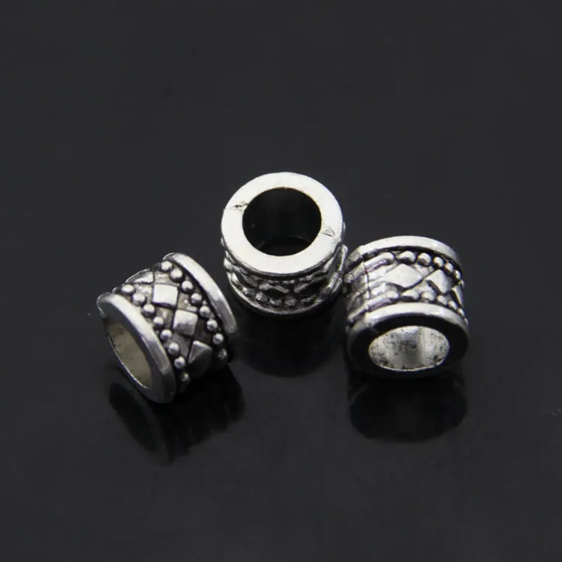 Tibetan Silver 50 шт./лот, 6 мм, тибетская Серебряная бронзовая подвеска, бусины для ювелирных изделий, винтажные металлические бусины с большим отверстием, подходят для браслета, ожерелья, изготовления ювелирных изделий - Цвет: Tibetan Silver