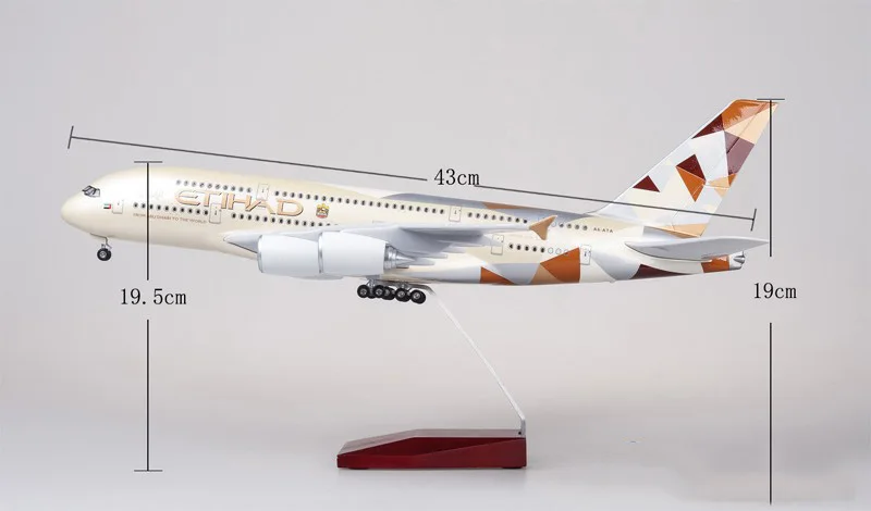 1/160 масштаб ETIHAD Воздушный самолет модель Airbus A380 ETIHAD модель с колесо с подсветкой литая под давлением пластиковая Смола самолет детский подарок