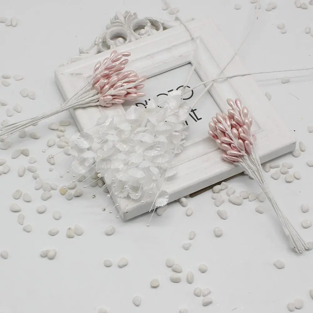 Искусственные ягоды 10 шт./лот вишневые красные тычинки с жемчугом для свадьбы