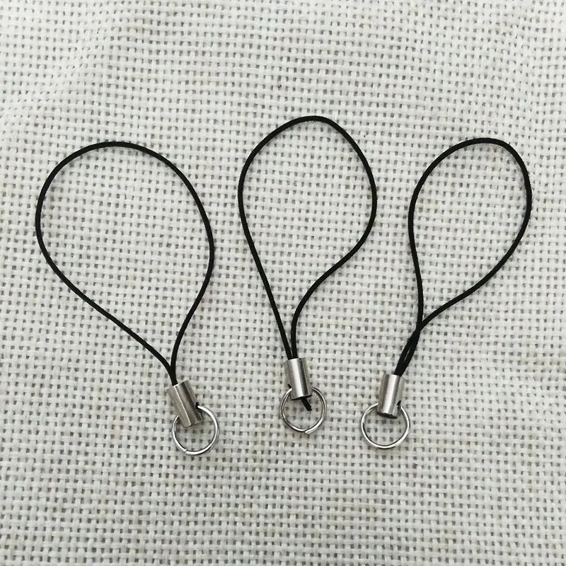 Черные мобильные ремешки Lariat веревка сплит кольца Брелоки для ключей подвески на