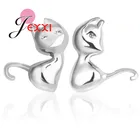 Женские серьги-гвоздики из серебра 925 пробы, с милым мультяшным 3d-животным