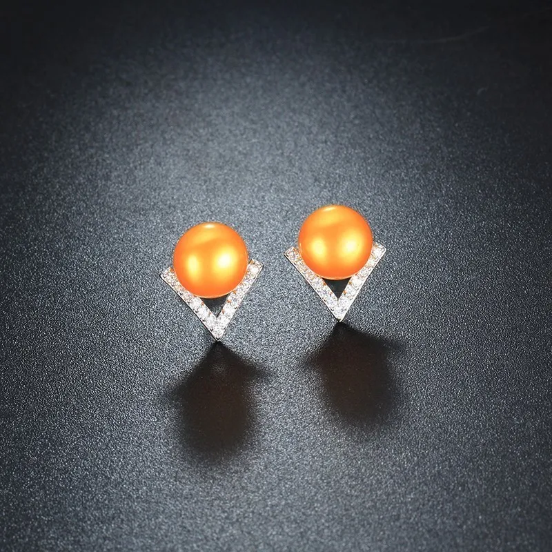 HENGSHENG реального 925 пробы серебро Для женщин Серьги с жемчугом Fine Jewelry V Форма AAA