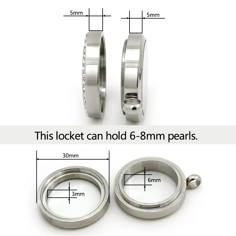 Diylocket 30 мм круглая из нержавеющей стали поворотная стеклянная плавающая