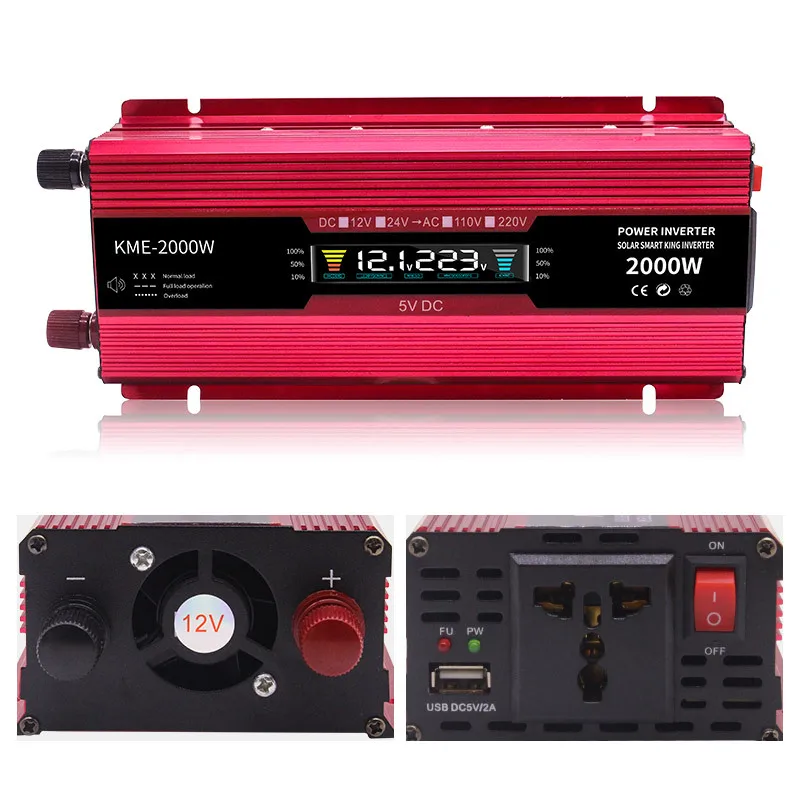 

Inverter 12v 24V 220v 2000W Voltage Transformer Car Converter 12 To 220 Solar Inversor Auto Power Inverter Charger Adapter