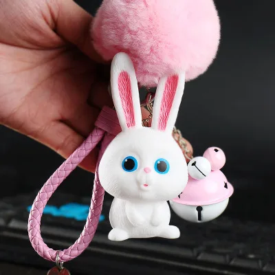 Милый kawaii брелок для ключей мех кролика плюшевый брелок для женщин брелок заяц Автомобильный держатель для ключей кукольный Мешок Подвески подарок плюшевые игрушки для детей - Цвет: style1