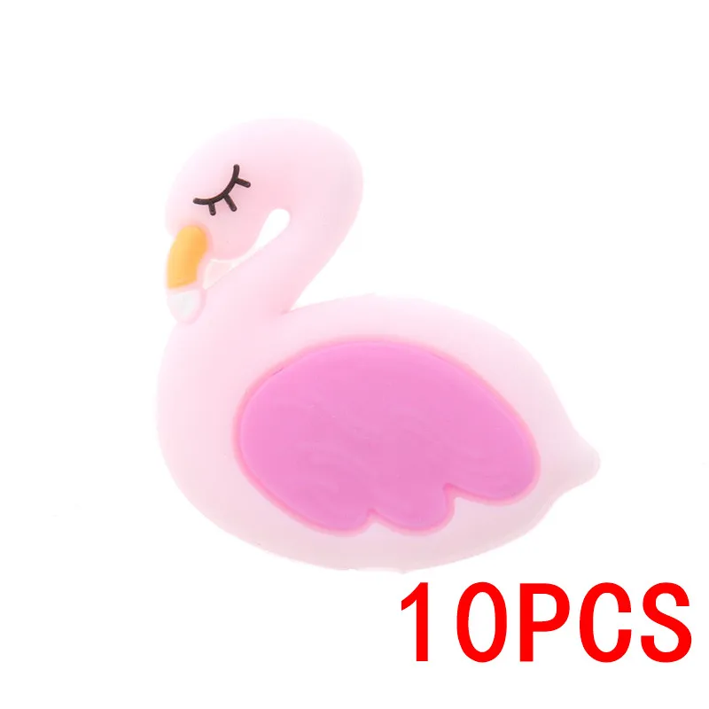 Flamingo Violet 20 шт. милый Единорог силиконовые животных Прорезыватель для зубов в форме шариков, не содержащих бисфенола-а при прорезывании зубов Цепочки и ожерелья DIY новорожденных жевательные соски с цепочкой; подарок на нулевой день рождения - Цвет: Flamingo Violet