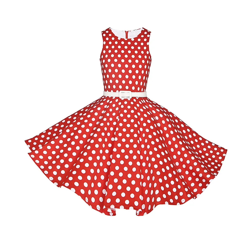 Шикарное винтажное платье для девочек с ремнем летнее хлопковое элегантное