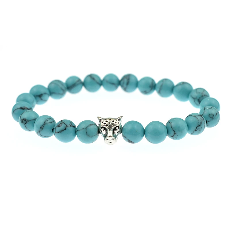 Fashion Vintage Leopard Head Lava Stone Matte Black Onyx Bead Buddha Bracelet Natural Charm Women Man Bracelets &amp bangle | Украшения и