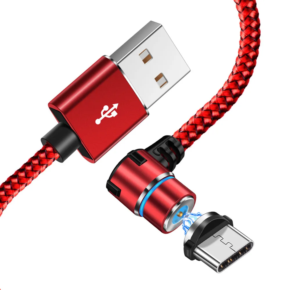 Red Type C Cable Магнитный зарядный usb-кабель Олаф для iPhone, Micro USB type C, мобильный телефон, 90 градусов, L форма, быстрая зарядка, магнитные зарядные кабели - Цвет: Red Type C Cable