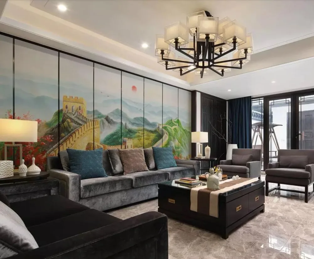 Фотообои на заказ чистый ручная роспись Осенний пейзаж Великой стены масляная