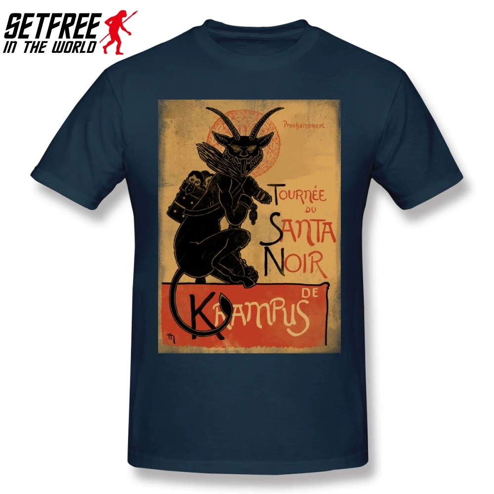 Merry Krampus для мужчин футболка мода случайный 4XL 5XL 6XL хлопок короткий рукав на заказ Забавные футболки - Цвет: Тёмно-синий
