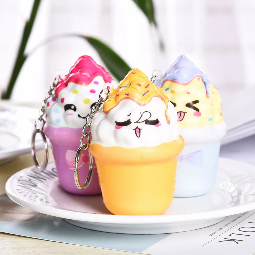 Сжимаемые Kawaii Мороженое медленно растет крем душистый брелок игрушки для снятия