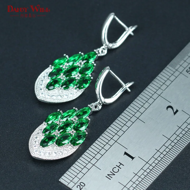 Elegant Bridal Jewelry Sets For Women Wedding Green CZ Stone 925 Silver Necklace/Earrings/Pendants/Ring Free Shipping | Украшения и