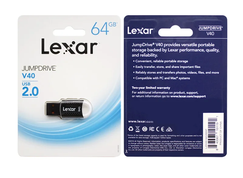 Акция Lexar 64 ГБ 32 ГБ 16 ГБ USB флеш-накопитель V40 ручка-накопитель Флешка USB 2,0 U диск 16 ГБ 32 ГБ 64 ГБ веревка
