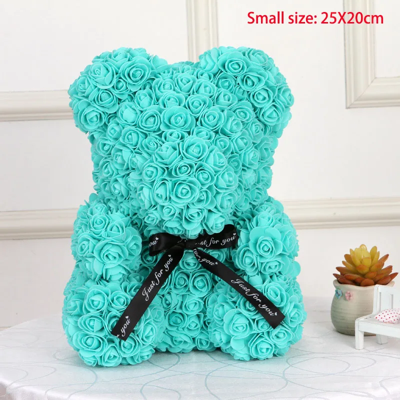 Small size Tiffany 25/40 см с принтом в виде сердец и большими красными Тэдди медведь цветок розы искусственные украшения Рождественские подарки для Для женщин подарок на день Святого Валентина - Цвет: Small size Tiffany