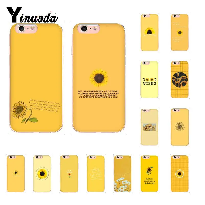 Yinuoda желтый стиль Подсолнух TPU прозрачный чехол для телефона iPhone X XS MAX 6 6s 7 7plus 8 8Plus 5