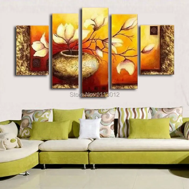 Горшок с золотыми цветами лилии картина маслом высокое качество набор из 5 шт. на