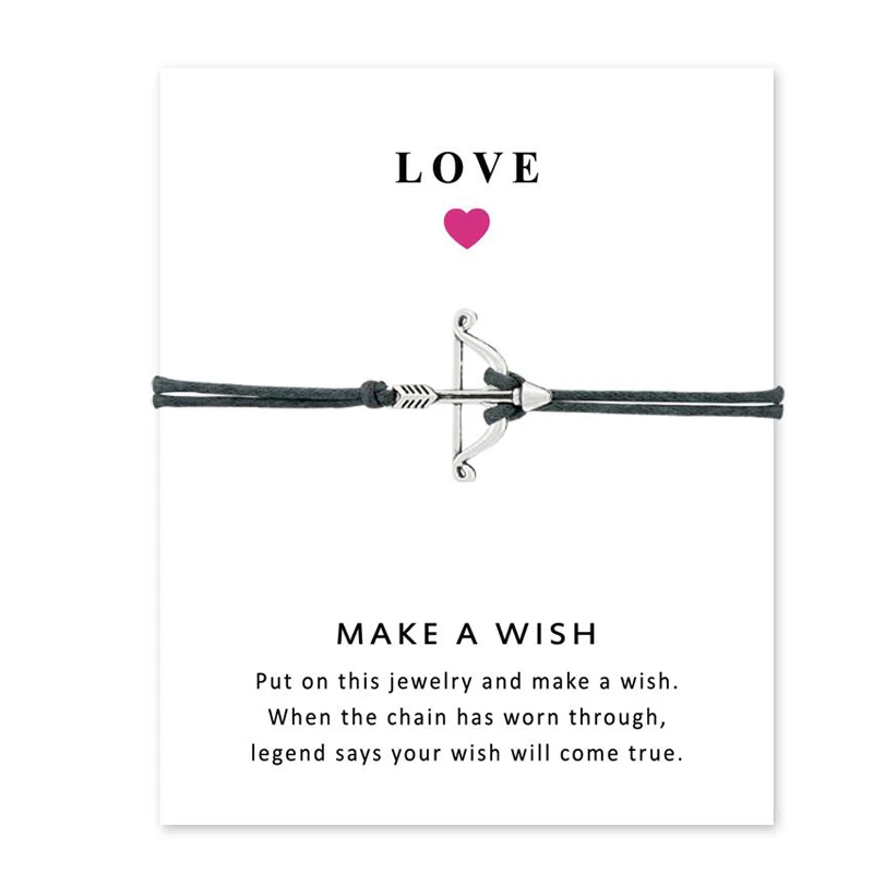 Arrow Charm Bracelet Women Men Lovers' Couple Bracelets Wish Card Jewelry Red String Adjustable Braided Pulseras | Украшения и