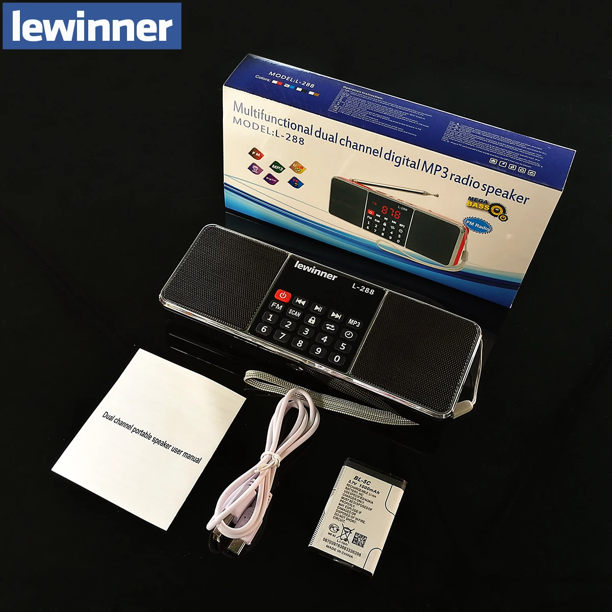 lewinner L-288 портативный fm-радио динамик музыкальный плеер с TF картой USB диск вход ЖК-экран динамик s