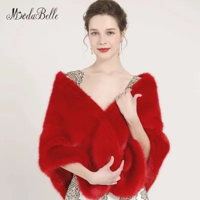 Modabelle белые свадебные накидки с искусственным мехом шаль на плечо свадебное