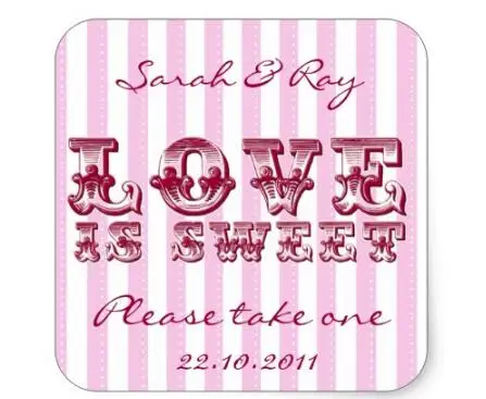 

1.5inch Pink and white Candy stripe love is sweet sticker