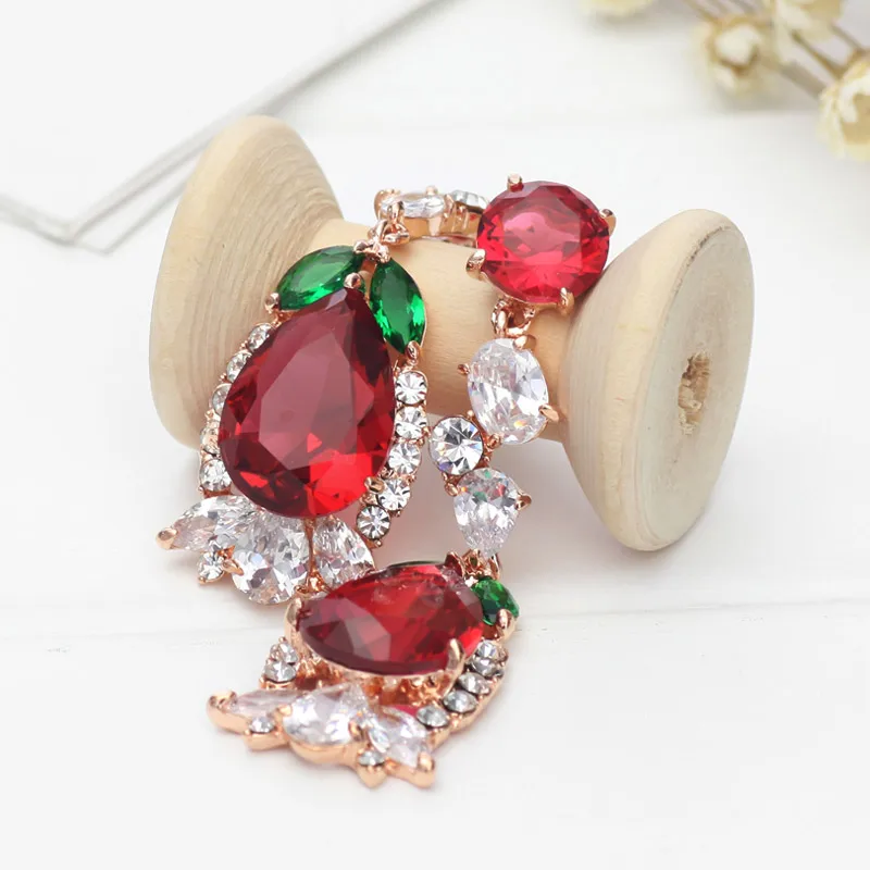 Neoglory Австрия стразы и розовое золото циркониевые серьги-подвески пробы