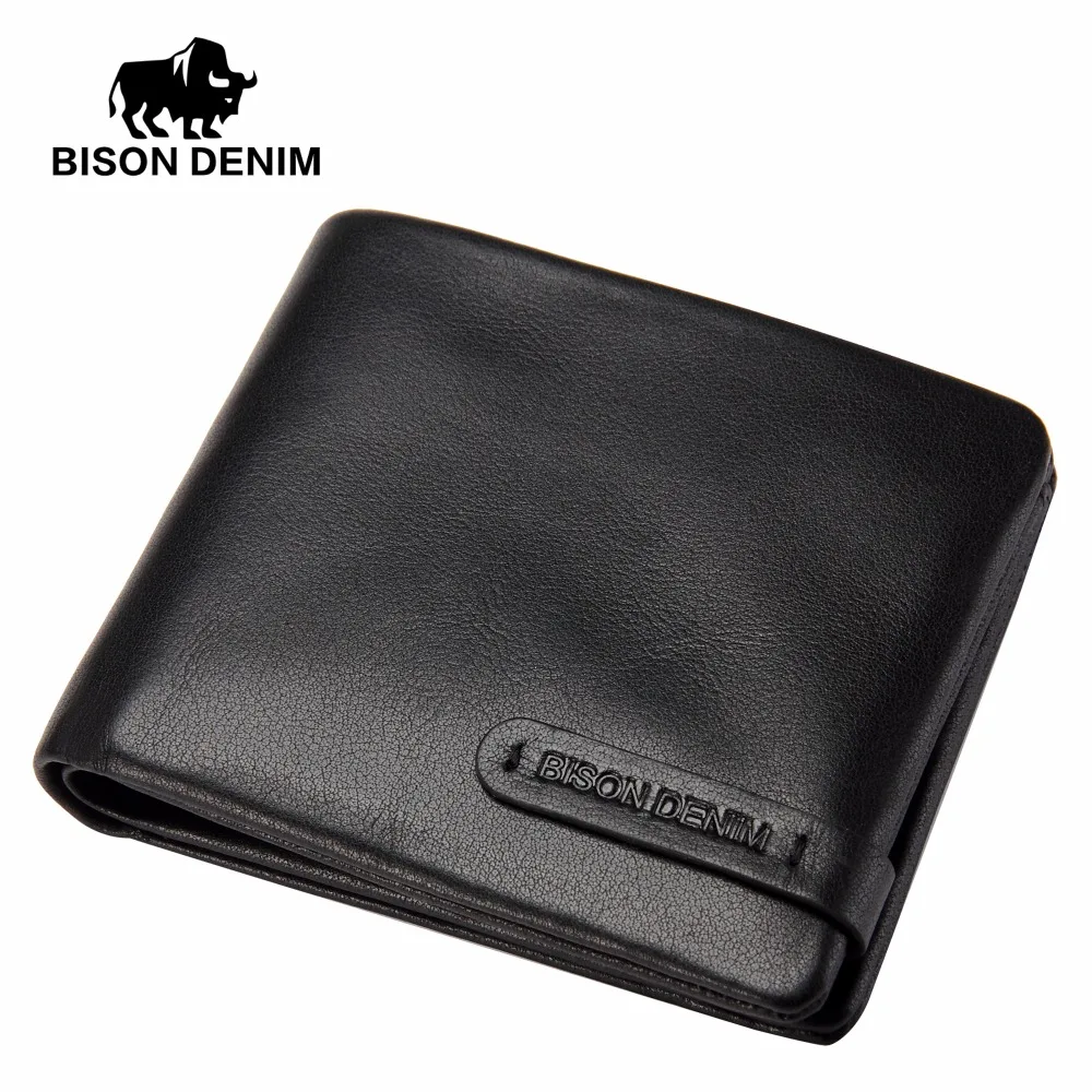 BISON джинсовые Модные Роскошные мужские кошельки из натуральной кожи деловые для