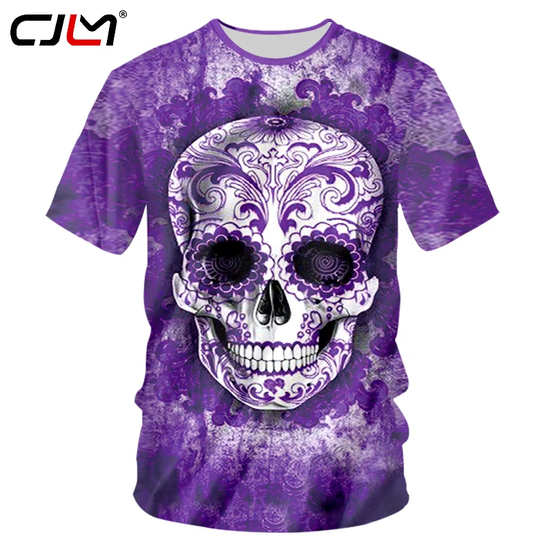 

CJLM 2018 Summer Top Men 3d Cool Print Sugar Skull Tshirts Man Hip Hop O Neck Casual T-shirt Homme Fitness Undershirts Unisex
