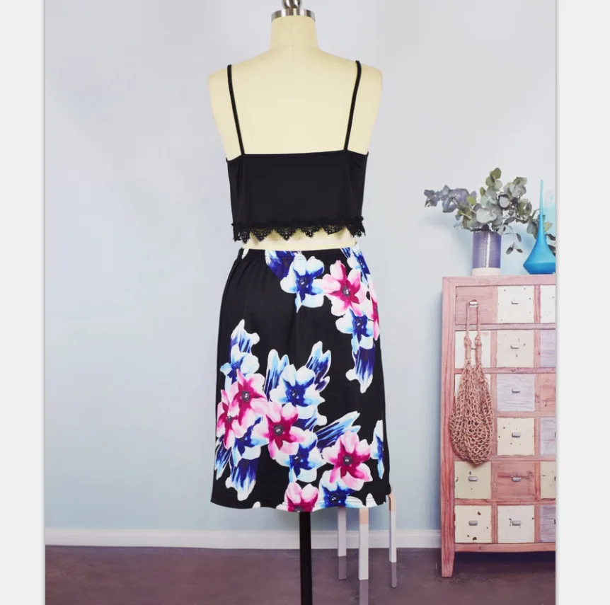 2019 PPXX Summer Floral Girl Women Lace Dress Plus Size Mother Daughter Family Matching Clothing Fashion Look Top Skirt | Мать и ребенок