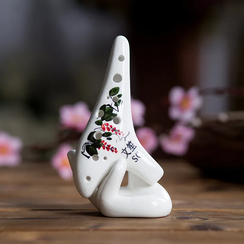 Crack + 12 hole SC adjustable ocarina painted ceramic arts and crafts Beginners high C instrument two-string fiddle | Спорт и