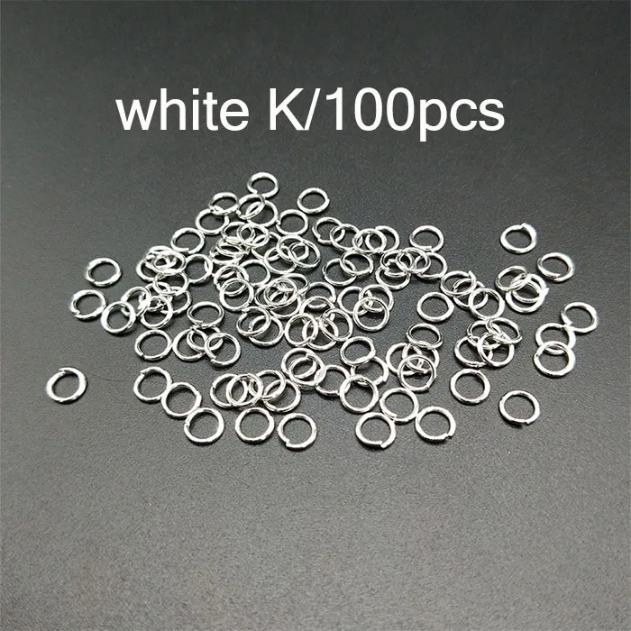 white K 100pcs DIY ювелирные аксессуары ‒ серёжки 30 шт Металлические серьги-гвоздики мяч иглы и 100 шт. пусеты для серёжек 100 шт. Открытый круг кольца для прыжков - Цвет: white K 100pcs
