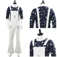 Cosplay Rocketman Elton John Cosplay Costume Full Suit Outfit For Men Women Halloween White Braces Suit