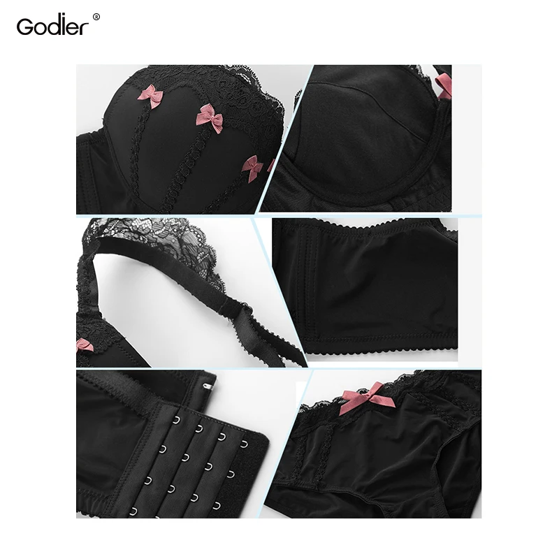 Комплект женского кружевного нижнего белья с чашкой пуш ап 3/4|bra set|women bra setlingerie set |