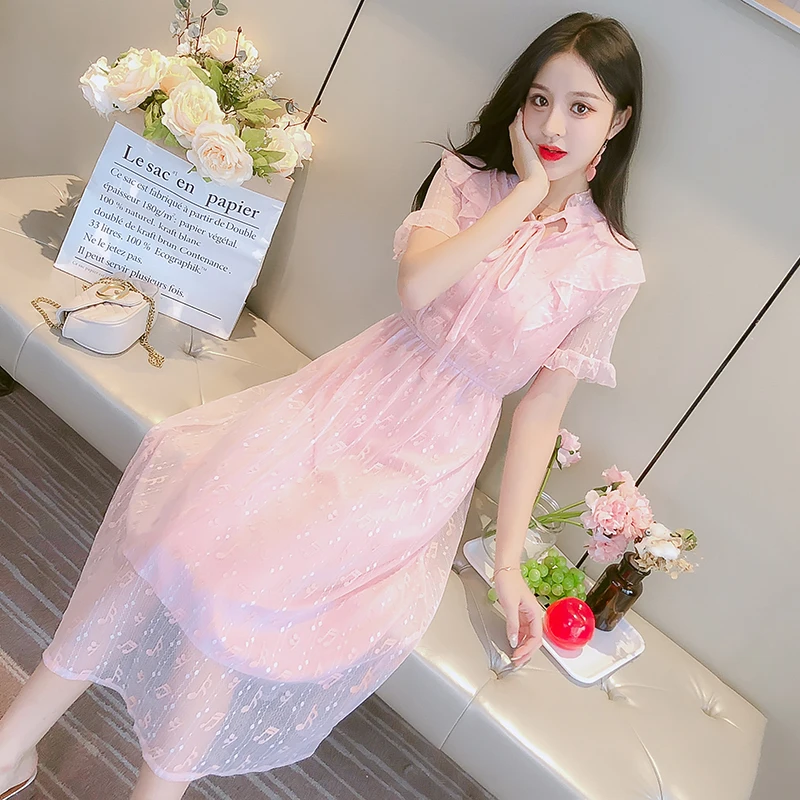 2019 Autumn Women Long Sleeve Lace Dresses Woman Korean Ruffles Lady Dress Tulle | Женская одежда