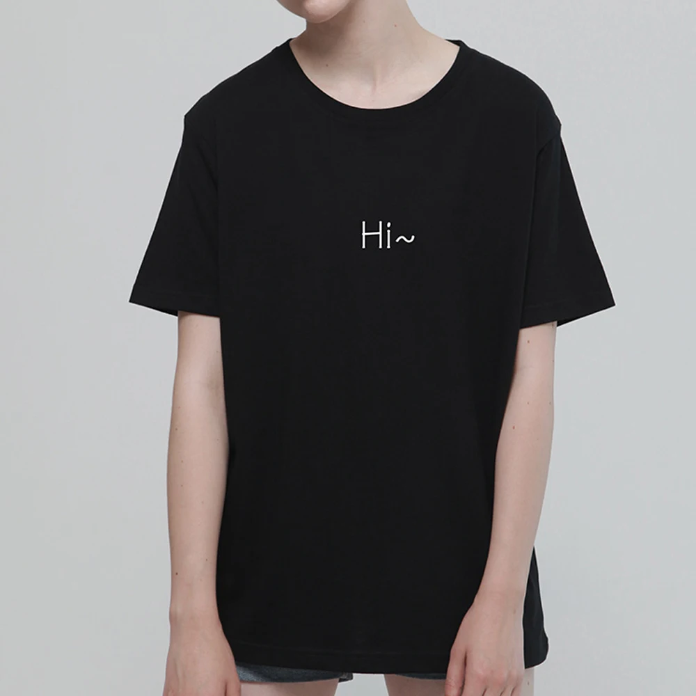 Funny hello hi print cotton T-Shirt for woman Casual brand Shirt Graphic Tees summer tops Hipster Tumblr drop ship | Женская одежда