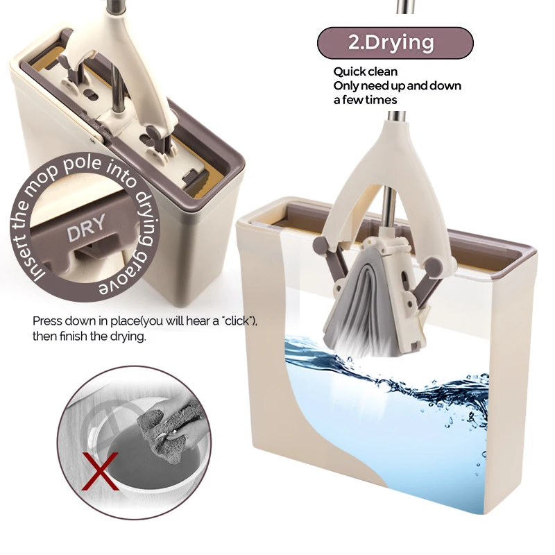 Ведерко для швабры без рук с выдавливаемой пластиной губка ПВА швабра Волшебные