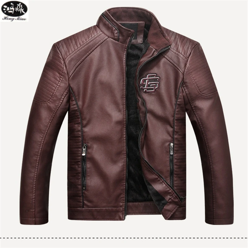 HongMiao 2018 Новая мода Кожаные куртки Для мужчин Jaqueta Masculina Avirex кожаная куртка Inverno Couro