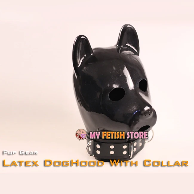 DM506) натуральный 1,5 мм латексный чистый ручной Pup gear резиновый капюшон для собак с воротником маска собаки зажимы для сосков