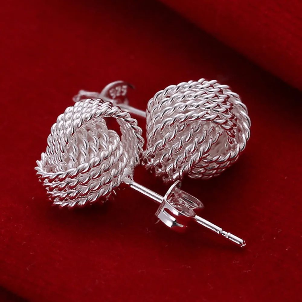 Bridal Earrings Silver Plated Tennis Stud Earring for Women Gift