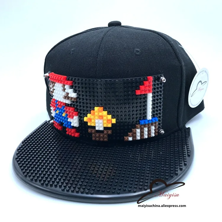 22 Мода Супер Марио мозаика настроить Snapback DIY Marie brick полями на заказ для шляпы хип-хоп Snapback шляпа бейсбольная Кепка - Цвет: 22