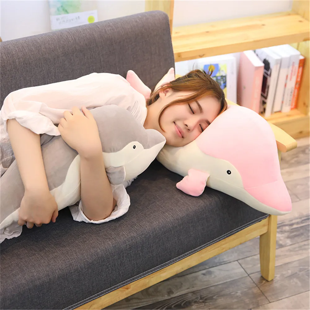 50/70cm Kawaii Dolphin Plush Down Cotton Soft Stuffed Animal Nap Huge Pillow Kids Toy Christmas Gift for Children Brinquedos | Игрушки и