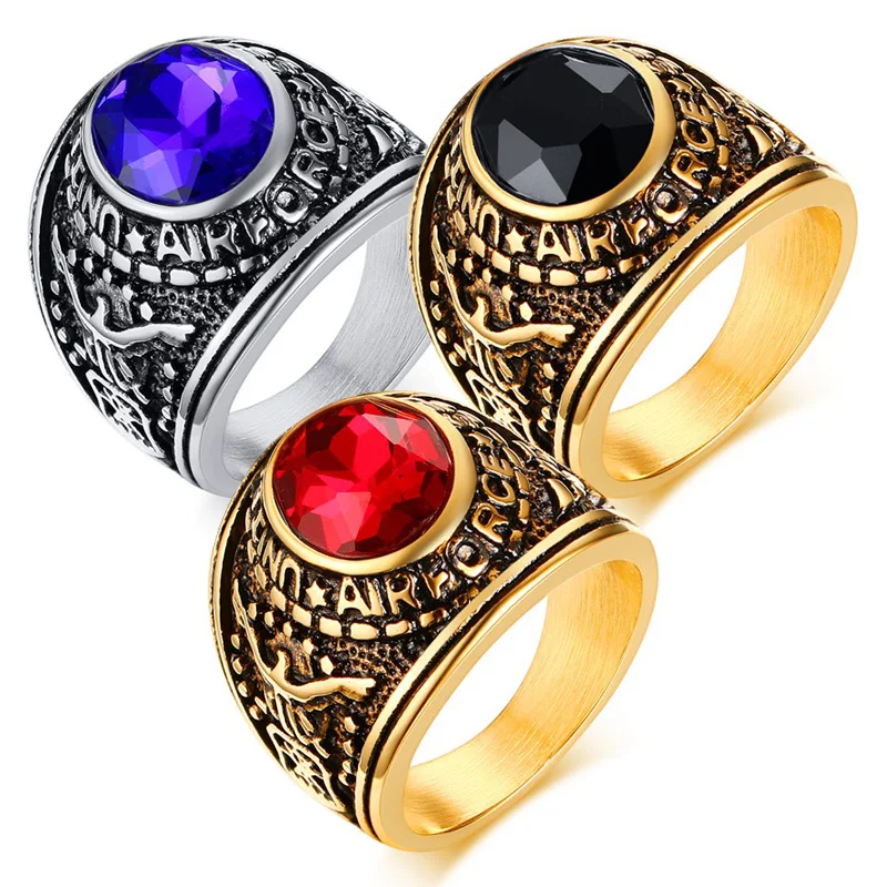 ВВС США Для мужчин часы мужские военные кольца Нержавеющая сталь цвета: