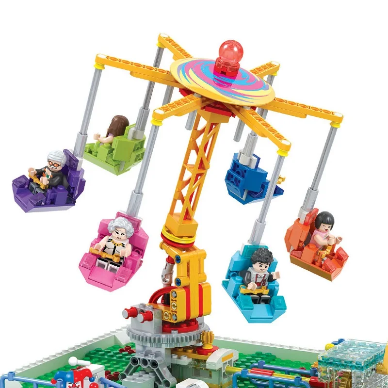 377 шт Сити Парк колесо обозрения девушка летающий стул строительные блоки