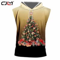 cjlm man new style personality colored trend vest 3d printed christmas tree large size mens casual sports hooded tank top