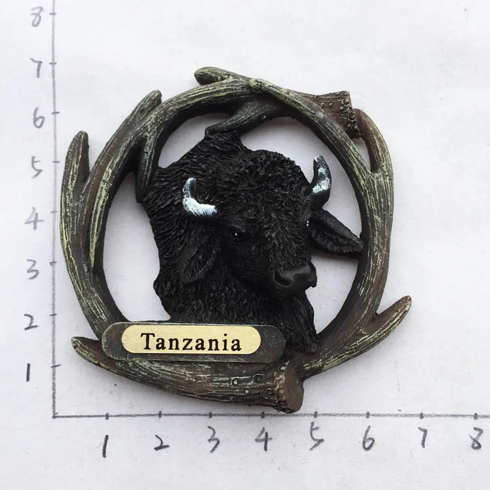 BABELEMI Africa Tanzania Resin Fridge Magnets Stickers 3d Bison Refrigerator Magnet Travel Souvenirs Home Decoration | Дом и сад