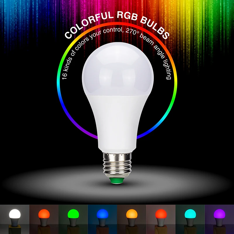 Светодиодная RGB лампа с регулируемой яркостью E27 5 Вт 10 15 AC85 265V функцией памяти + ИК