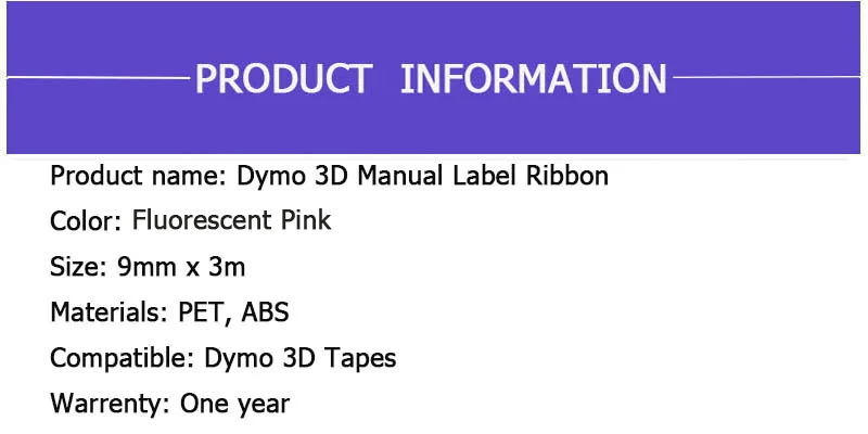 Этикетка CIDY 3 рулонов 9 мм Dymo 3D Пластик флуоресцентный розовый лента с тиснением для тиснения этикеток Dymo 1011 1610 12965 MOTEX E101