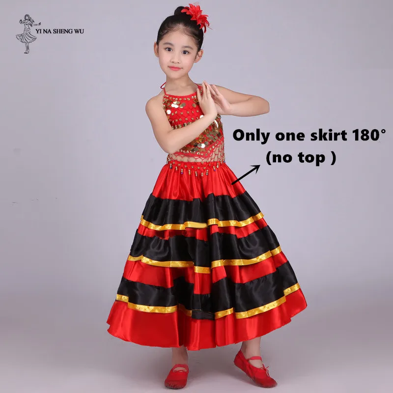 180 degree skirt Костюмы для танца живота; детская длинная юбка для танцев; одежда для выступлений на сцене; большая юбка-качели для танцев; одежда для цыганских танцев для девочек - Цвет: 180 degree skirt